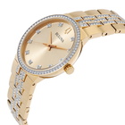 Bulova Crystal Quartz Champagne Dial Mens Watch and Cross Pendant Necklace Box Set 98K113