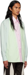 Strongthe Blue & Green Paneled Shirt