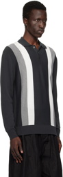 BEAMS PLUS Black Gradation Stripe Polo