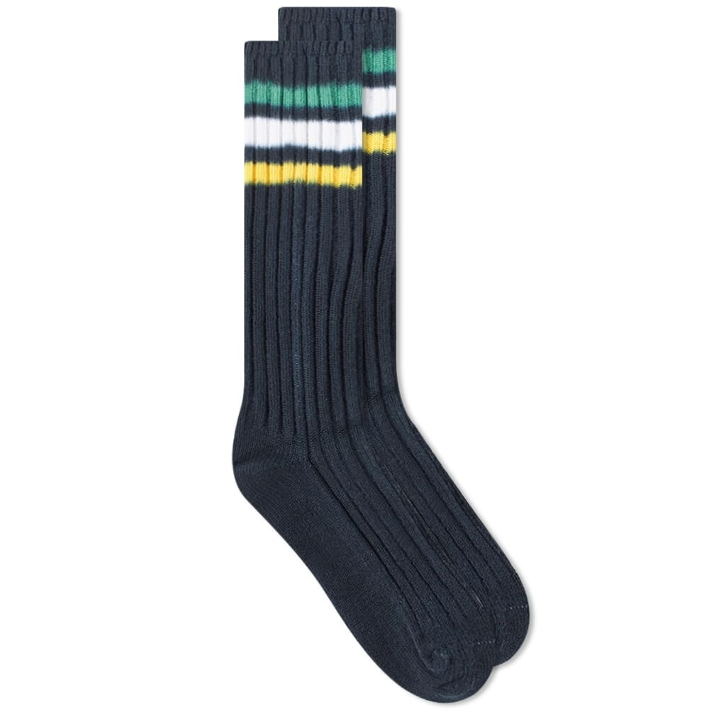Sacai Men's Line Dye Socks in Black/Green Sacai