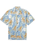 Go Barefoot - Tiger Convertible-Collar Printed Cotton-Blend Shirt - Blue