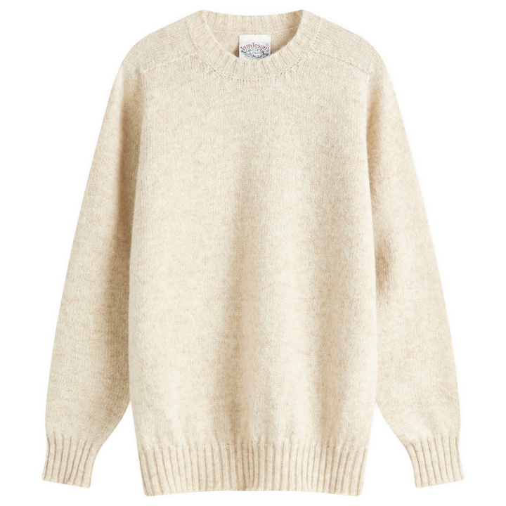 Photo: Jamieson's of Shetland Men's Jamiesons of Shetland Crew Neck Jumper in White