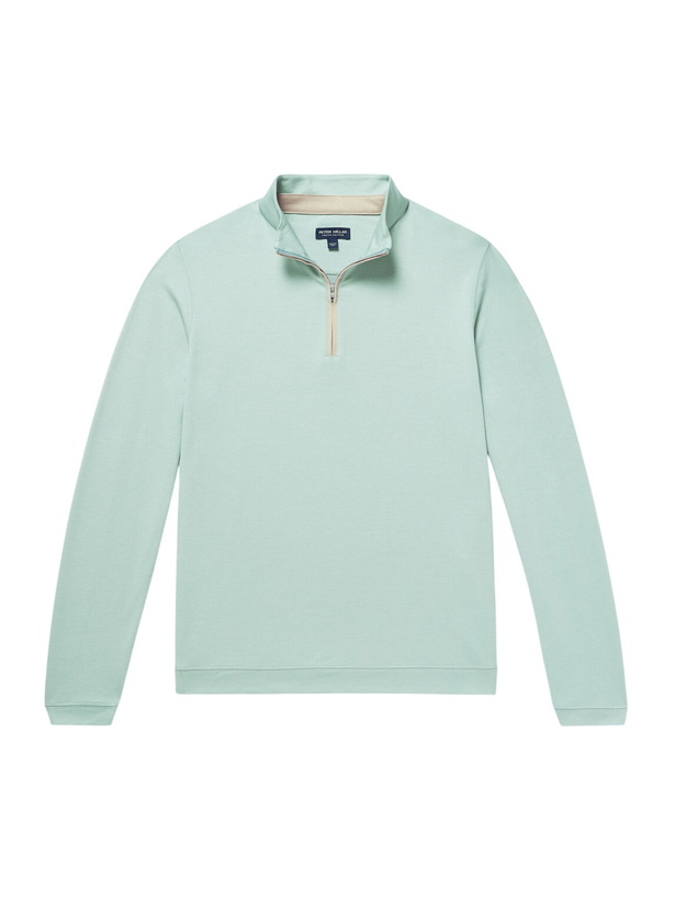 Photo: Peter Millar - Albatross Piqué Half-Zip Sweater - Green