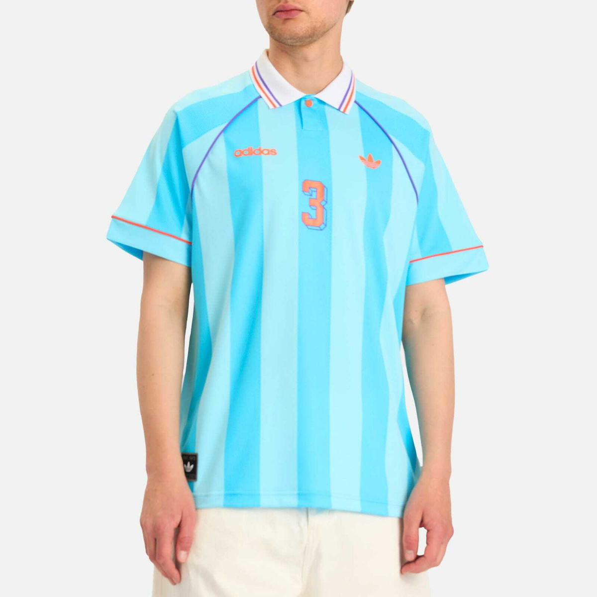 Adidas Men's Jacquard Stripe Jersey in Bright Cyan