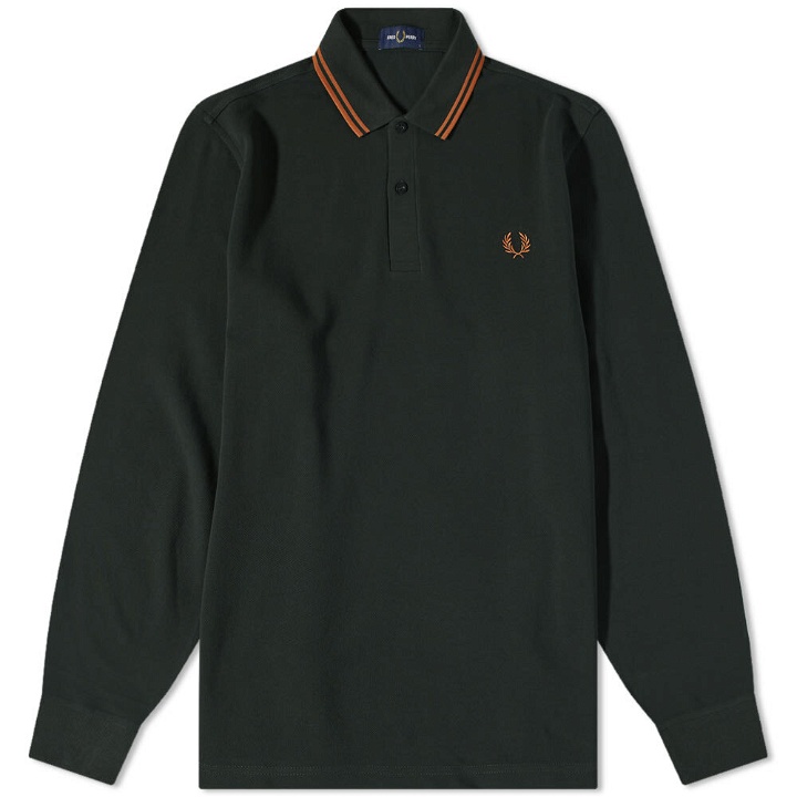 Photo: Fred Perry Authentic Men's Long Sleeve Twin Tipped Polo Shirt in Night Green