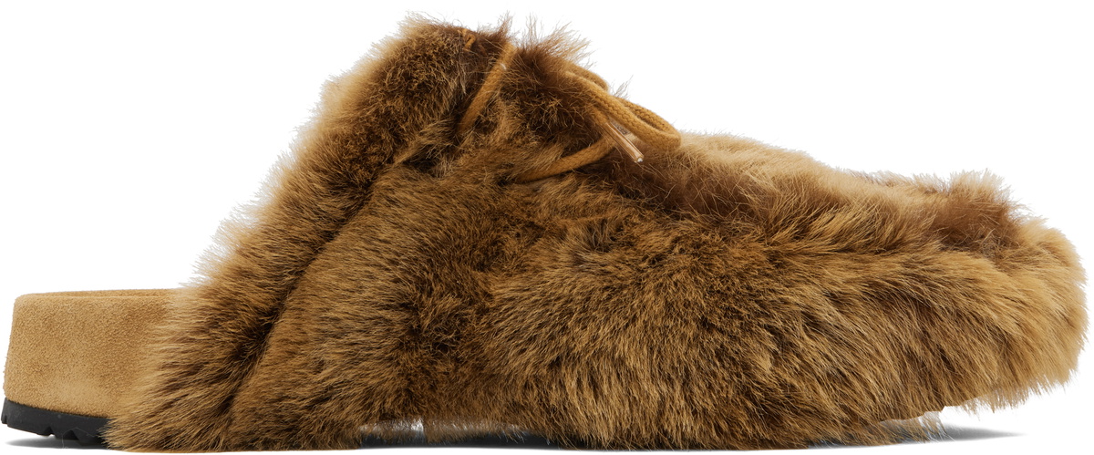 Dries Van Noten Tan Shearling Clogs