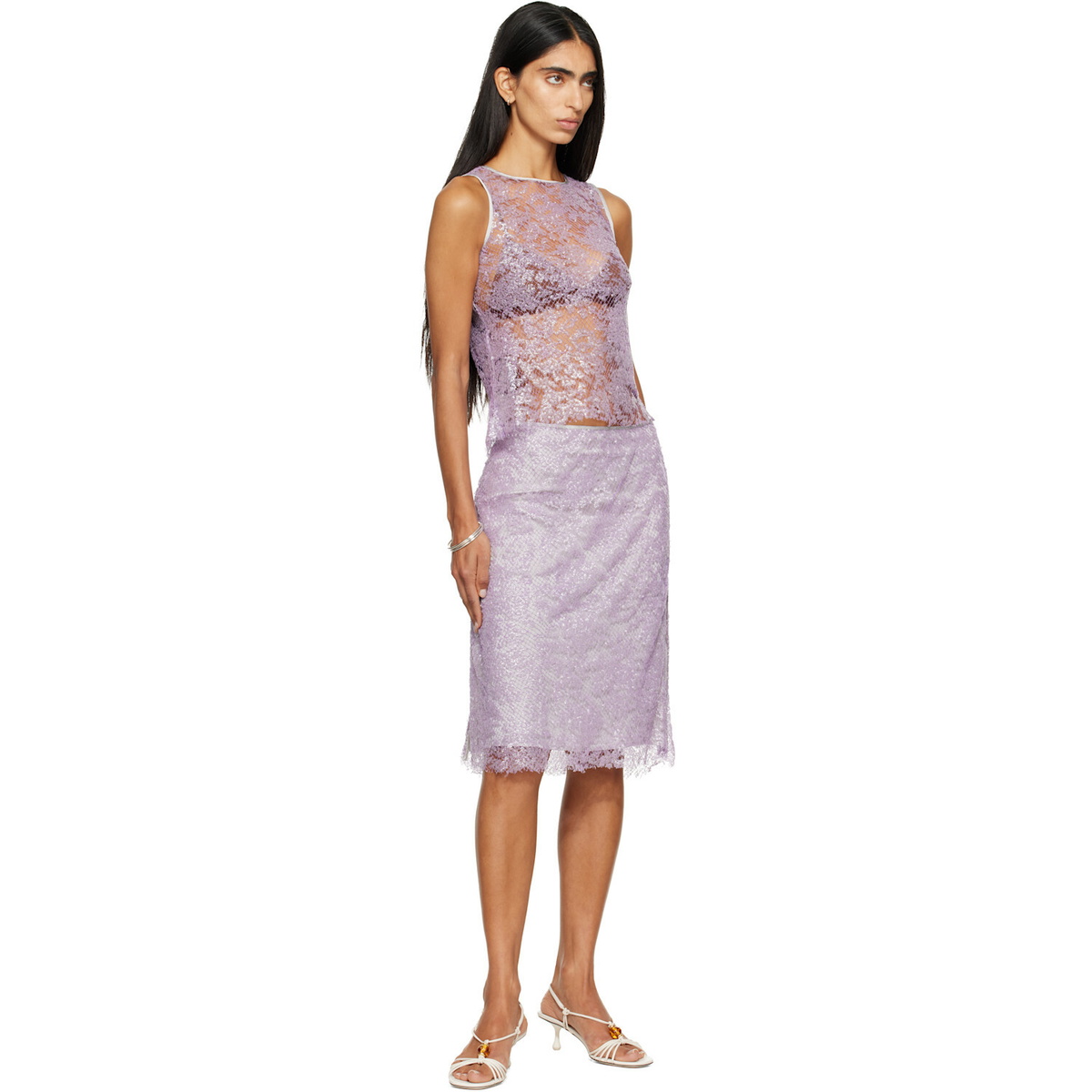 RESCHA SSENSE Exclusive Purple Jalidaar Midi Skirt