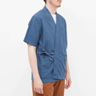 Universal Works Men's Short Sleeve Kyoto Shirt in Blue
