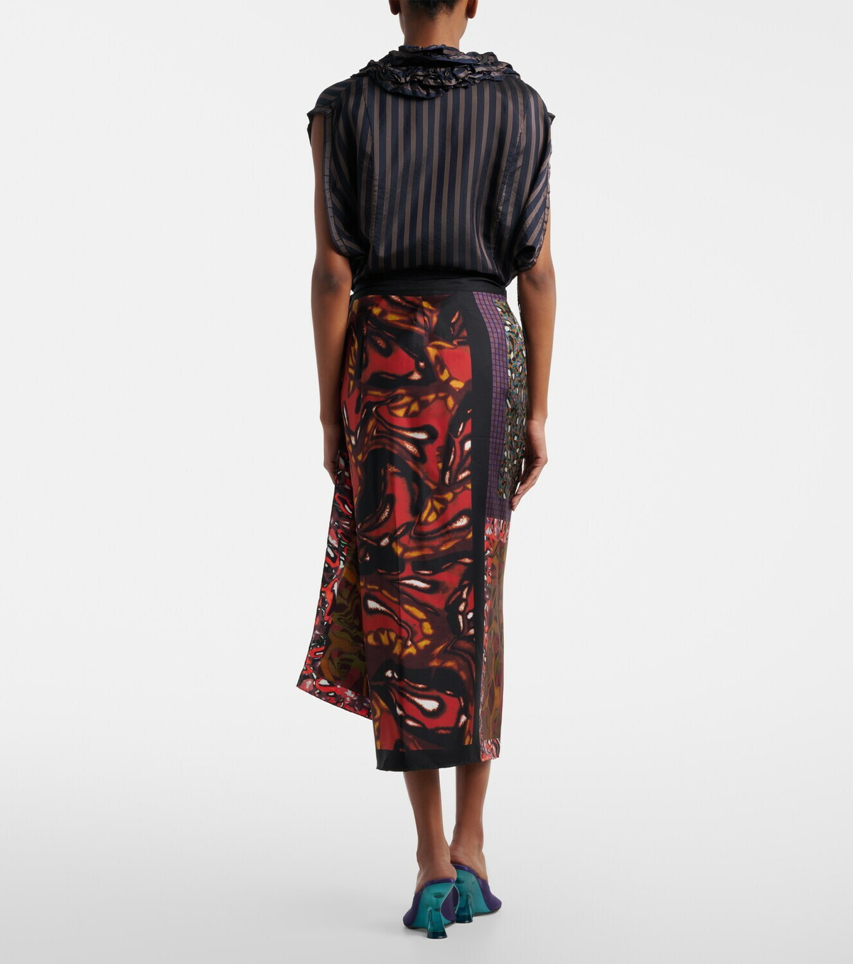 Dries Van Noten Scarfy printed silk wrap skirt