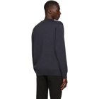 Maison Kitsune Navy Wool Fox Head V-Neck Sweater