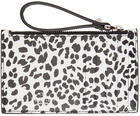 Valentino Garavani White & Black Leopard 'VLTN' Zip Card Holder