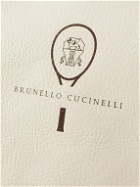 Brunello Cucinelli - Logo-Print Suede and Mesh-Trimmed Full-Grain Leather Backpack