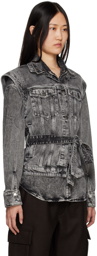 BOSS Gray Belted Denim Vest