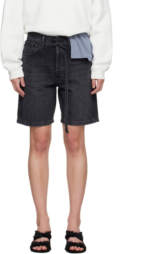 Photo: Acne Studios Black Loose Fit Denim Shorts