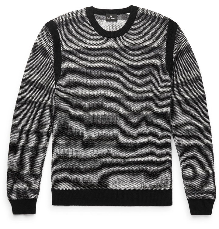 Photo: PS Paul Smith - Striped Wool and Cotton-Blend Sweater - Black