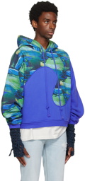 ERL Blue Paneled Hoodie