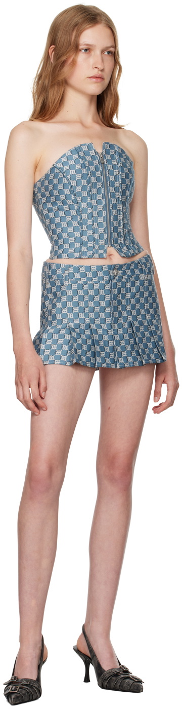 MISBHV Blue Monogram Corset Top