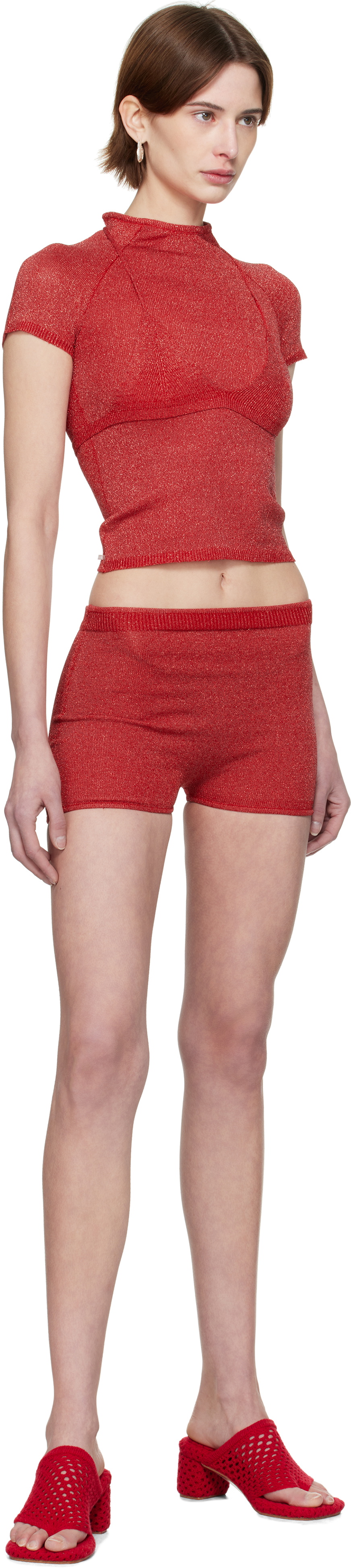 Isa Boulder SSENSE Exclusive Red Knitted Malley Bra & Jia Baby T-shirt