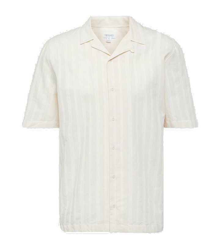 Photo: Sunspel Embroidered striped cotton bowling shirt