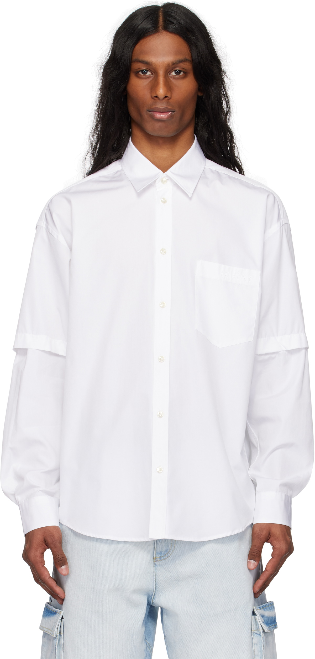le PÈRE White Detached Sleeve Button Down Shirt