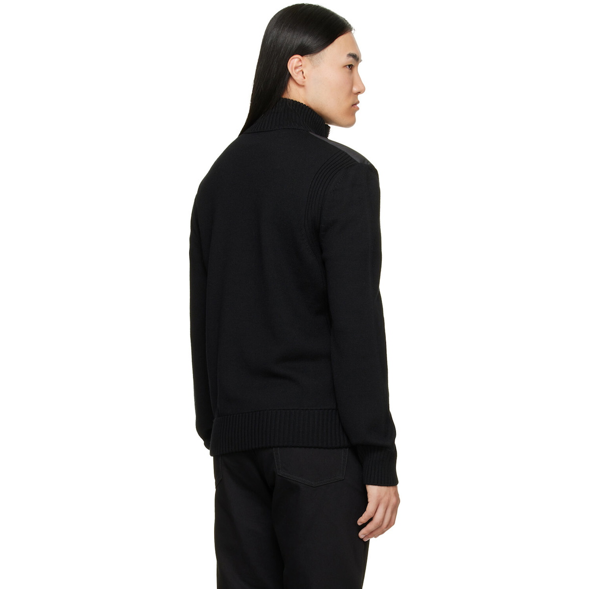 Moncler Black Padded Wool Zip-Up Down Cardigan