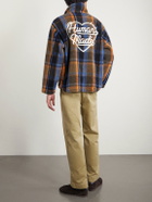 Human Made - Logo-Embroidered Appliquéd Checked Fleece Sweater - Brown