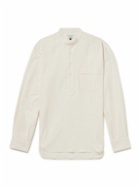 Kingsman - Grandad-Collar Striped Cotton Shirt - Neutrals