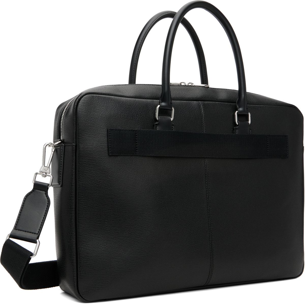 Lacoste Black Ossian Leather Laptop Bag