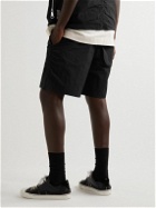HAYDENSHAPES - Outline Straight-Leg Logo-Appliquéd Crinkled-Shell Shorts - Black