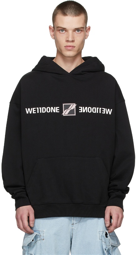Photo: We11done Black Patched Mirror Logo Hoodie