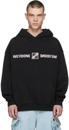 We11done Black Patched Mirror Logo Hoodie