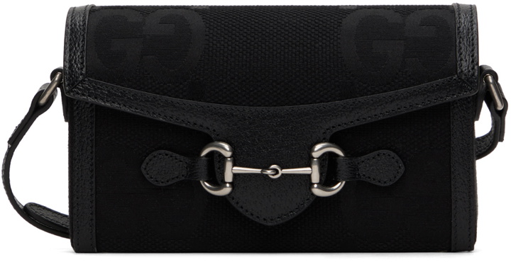 Photo: Gucci Black Mini Horsebit 1955 Jumbo GG Bag