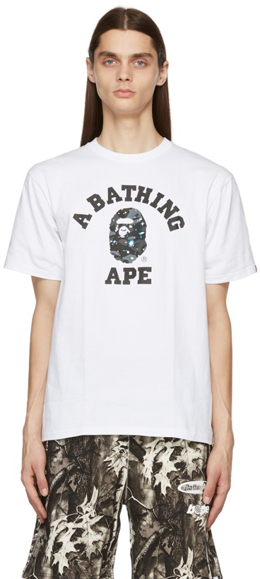 Photo: BAPE White Glow-In-The-Dark Logo Print T-Shirt