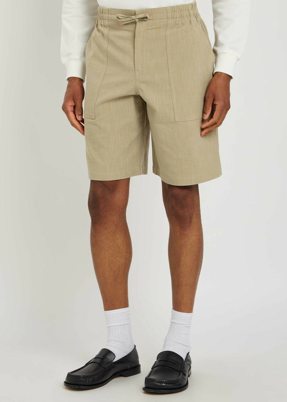 DRÔLE DE Monsieur Short Elastiqué Textured Canvas Shorts Khaki