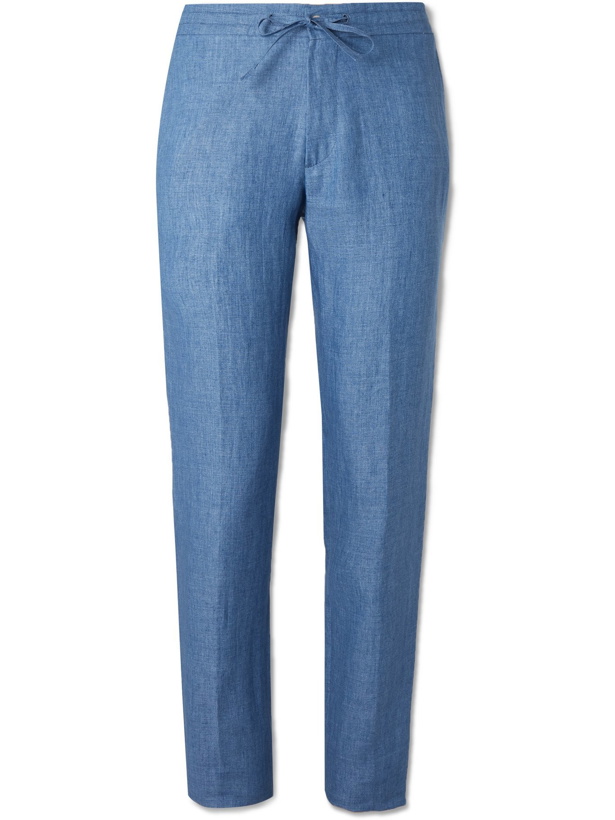 Photo: LORO PIANA - Slim-Fit Linen Drawstring Trousers - Blue - S