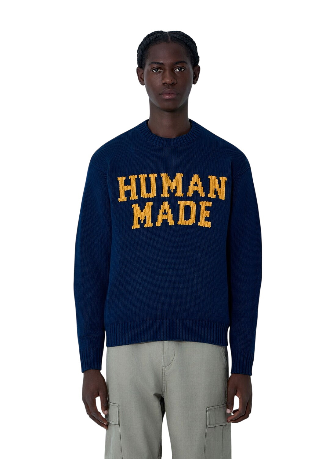 Human Made Men's Animal Half-Zip Knit Sweater in White Human Made