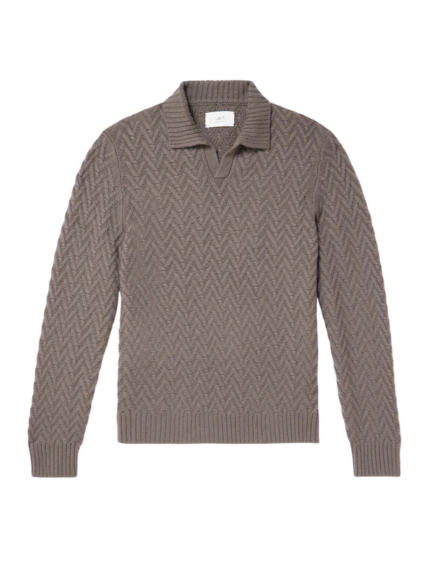 Photo: Mr P. - Wool and Cashmere-Blend Jacquard Polo Shirt - Brown