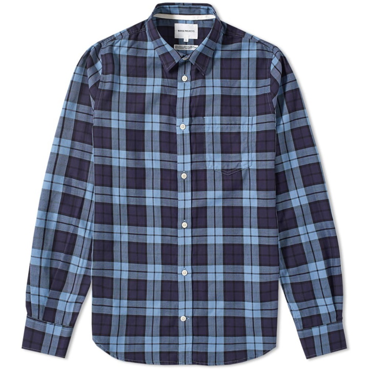 Photo: Norse Projects Osvald Soft Check Shirt Blue