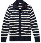 ALEX MILL - Striped Cable-Knit Cotton Cardigan - Blue