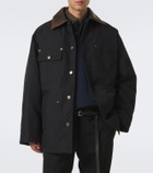 Prada Leather-trimmed technical cotton-blend jacket