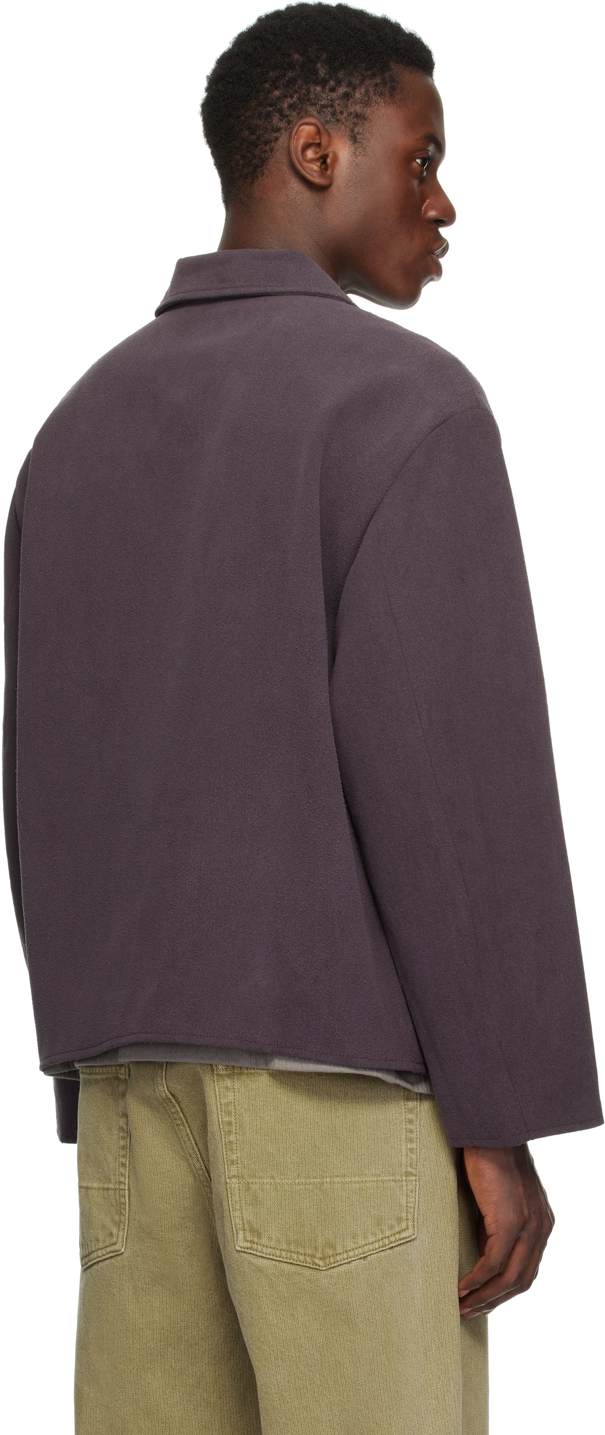 Small Talk Studio Purple Zip Western Washed Silk Jacket