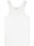 SAINT LAURENT - Logo-Embroidered Cotton-Jersey Tank Top - White