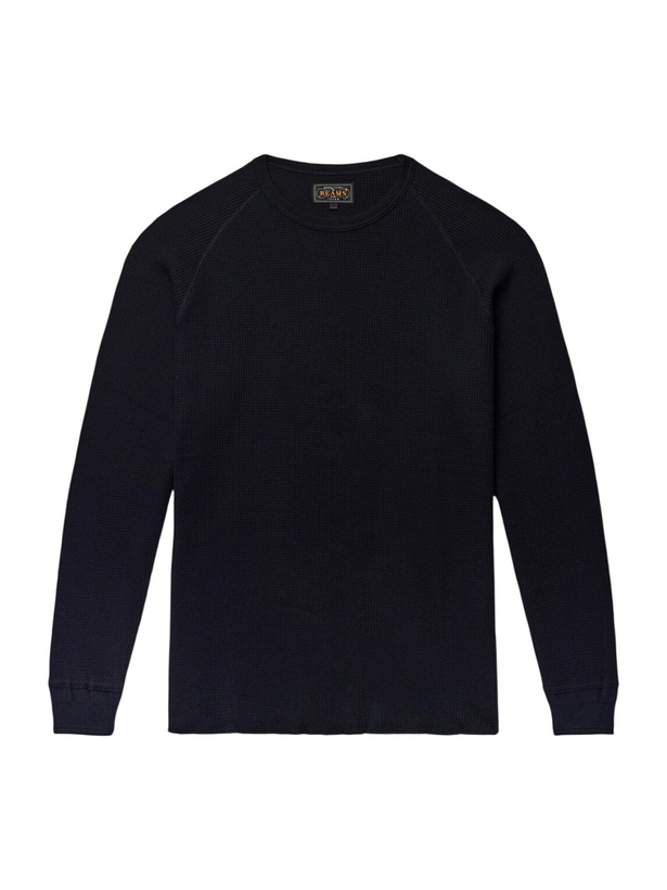 Photo: Beams Plus - Thermal Waffle-Knit Cotton T-Shirt - Black
