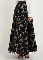 Alice + Olivia Lorena Cutwork Lace Maxi Skirt Black