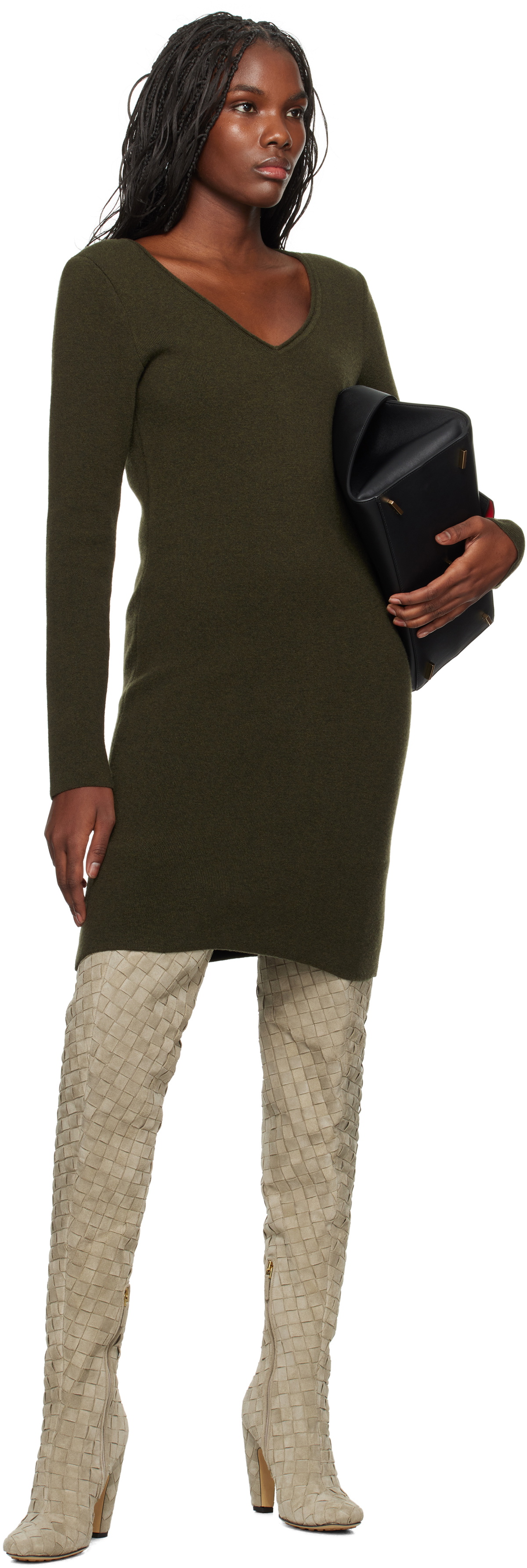 Ferragamo Khaki Knitted Minidress
