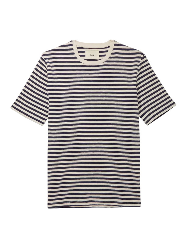 Photo: Folk - Striped Slub Cotton-Jersey T-Shirt - Neutrals