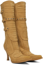 VETEMENTS Tan New Rock Edition Biker Heeled Boots