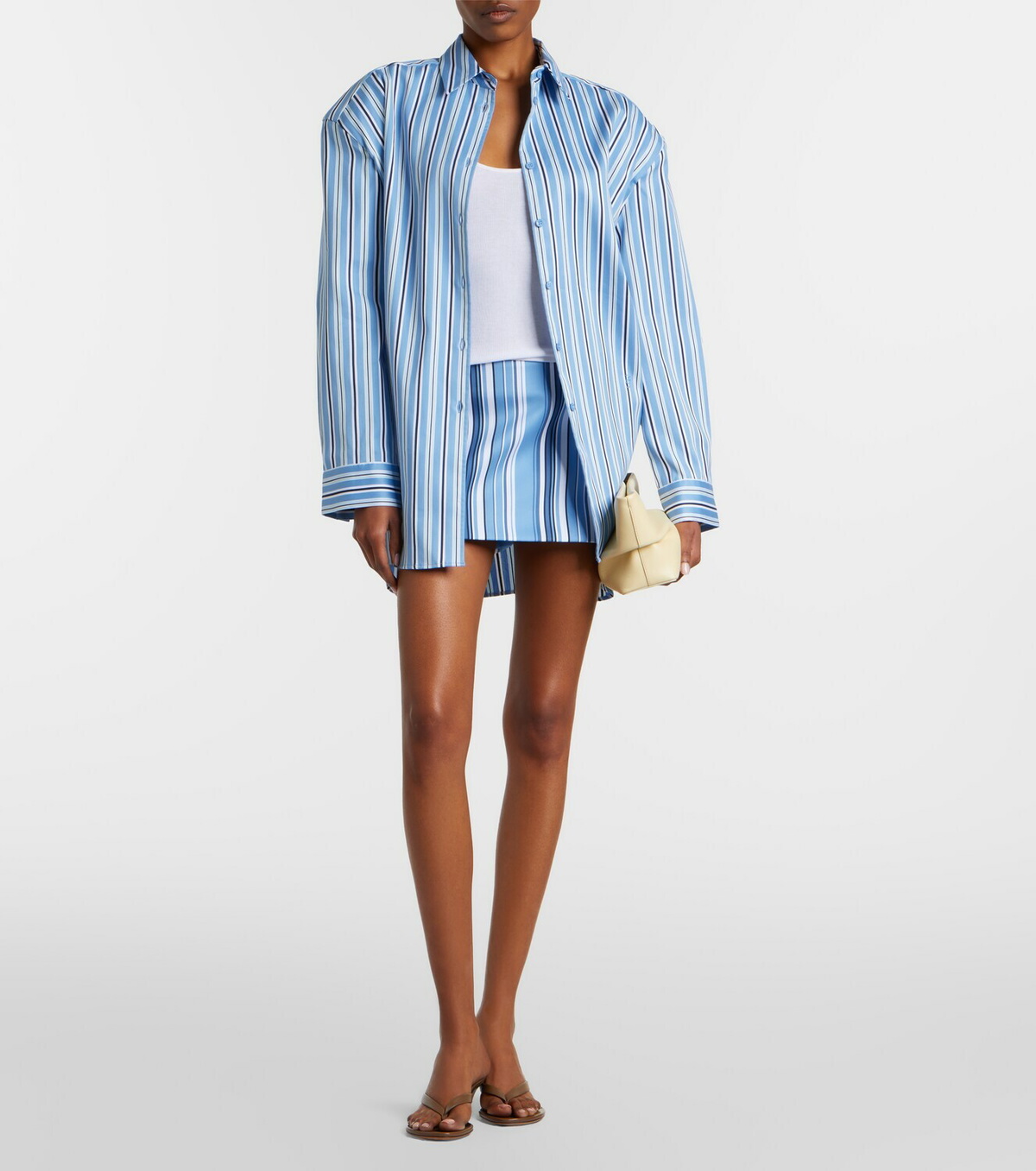 The Frankie Shop Hera striped cotton-blend miniskirt