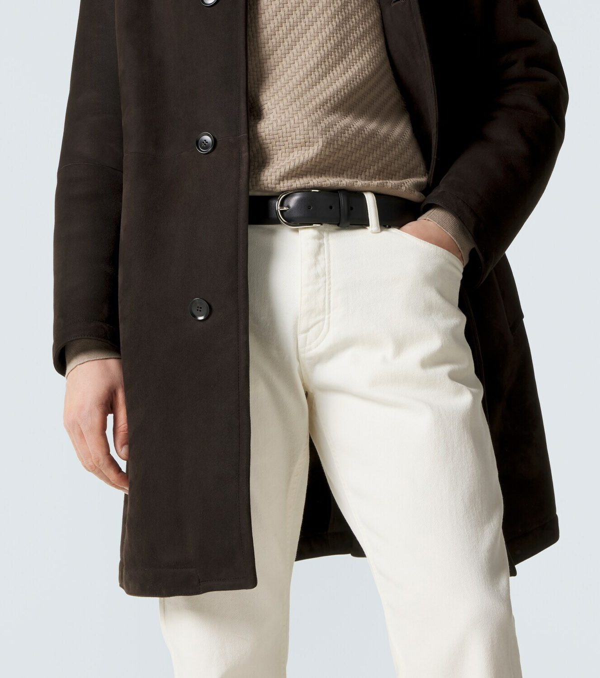 Brioni Shearling-lined suede coat
