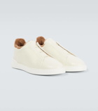 Zegna Triple Stitch shearling-lined leather sneakers